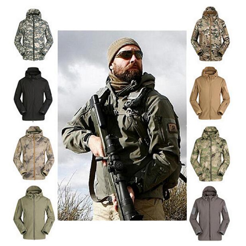 Camouflage Suit Shark Skin Outdoor Hunting Camping Waterproof Windproof Polyester Coats Jacket Hoody TAD Softshell Jacket+pants