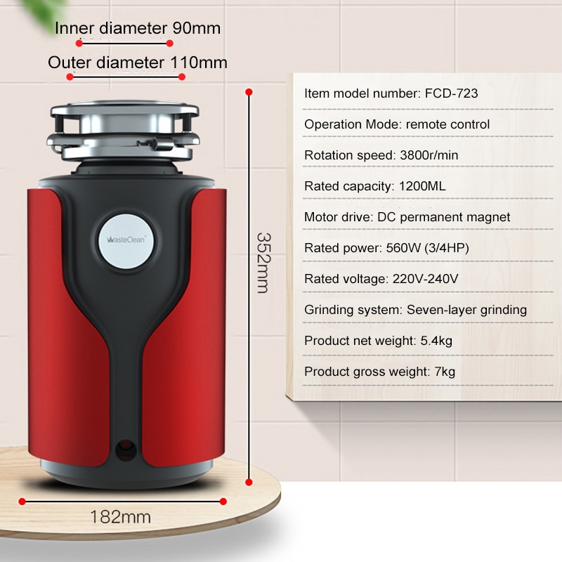 Food Waste Disposer Smart Remote Switch Food Crusher Stainless steel Grinder Kitchen Appliances Garbage Disposal Material