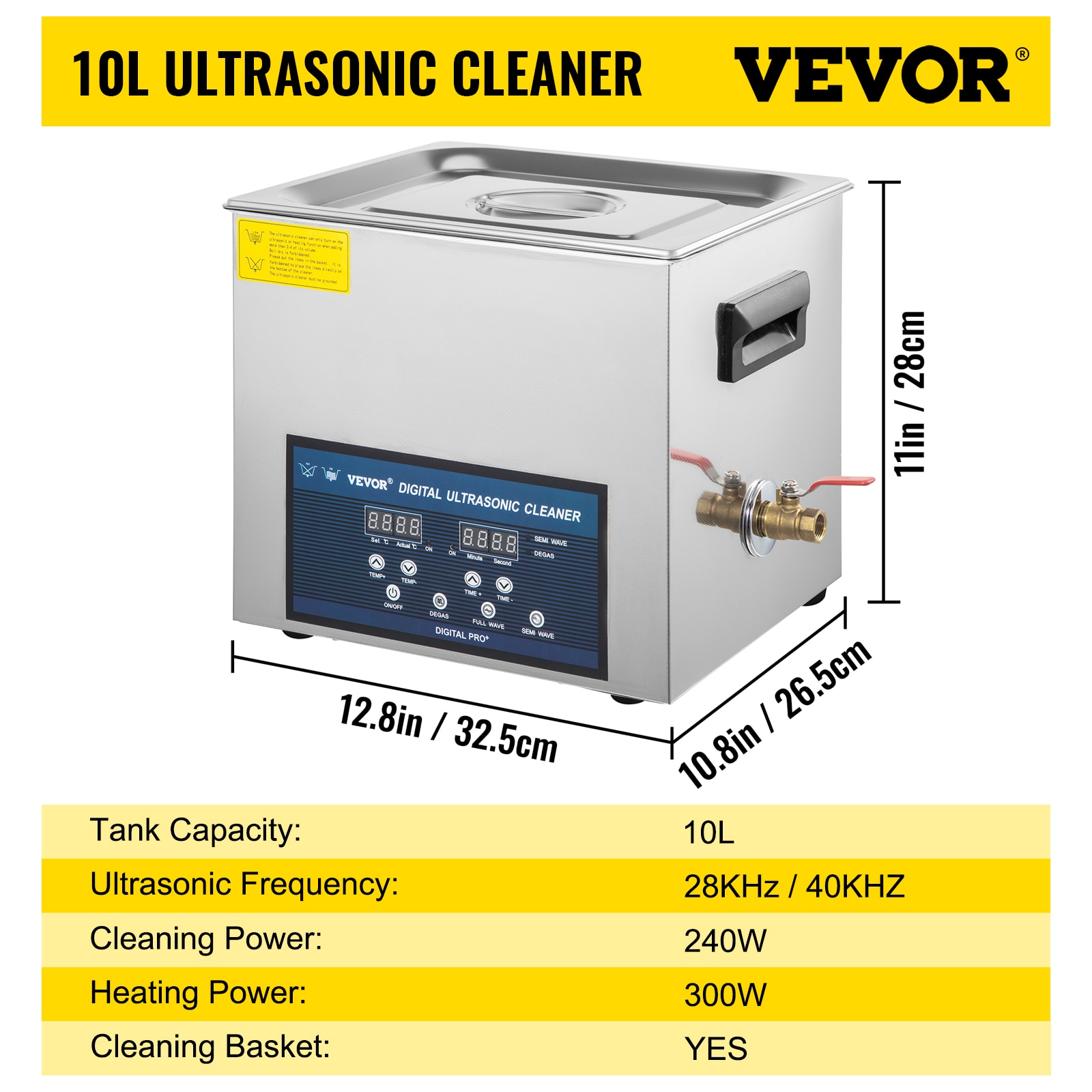 VEVOR 2L 3.2L 6L 10L 22L 30L Ultrasonic Cleaner With Double-Frequence Digital Portable Washing Machine Ultrasound Home Appliance