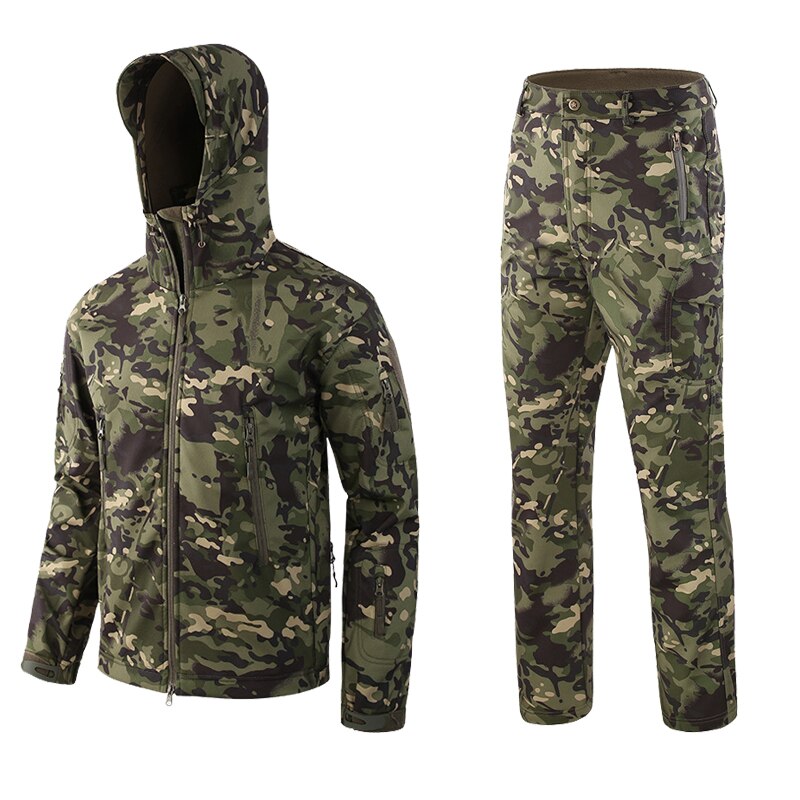 Camouflage Suit Shark Skin Outdoor Hunting Camping Waterproof Windproof Polyester Coats Jacket Hoody TAD Softshell Jacket+pants