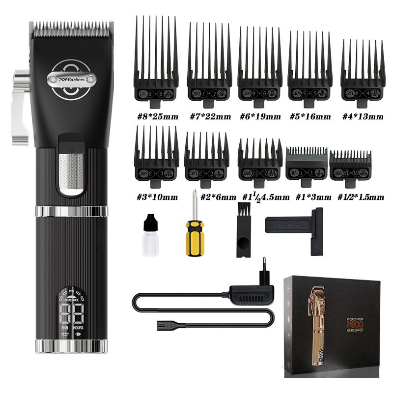 Barber POP Professional Hair Trimmer Black Gold Three-piece Hair Salon Oil Head Gradual Hair Clipper Razor Trimming Hair Cutting