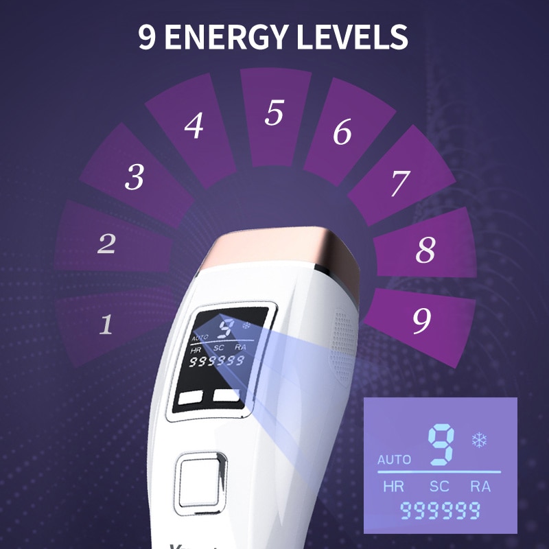 Newest 4in1 IPL Hair Removal Laser Epilator 999000 Flash Cooling LCD Acne Treatment Rejuvenation Device for Home Bikini Trimmer