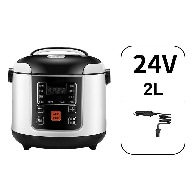 12V 24V Electric Rice Cooker Car Truck Multicooker Soup Porridge Cooking Food Steamer 2L Electric Lunch Box Home Rice Cookers