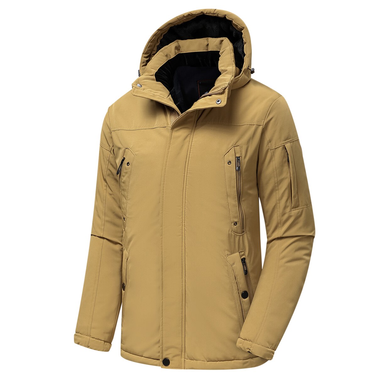 Men Winter New Casual Long Thick Warm Fleece Hat Waterproof Parkas Jacket Coat Men Outwear Outdoor Fashion Pockets Parka Male