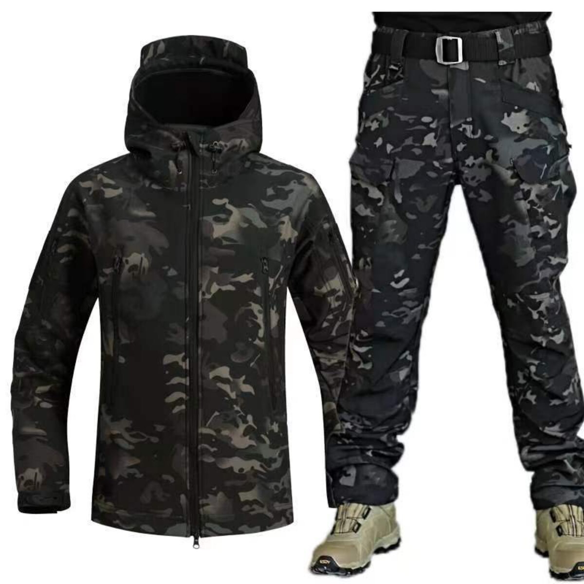 Outdoor Jackets Warm Clothes Special Forces Camouflage Plus Velvet Thickening Suit Autumn and Winter Soft Shell Jacket Tactical