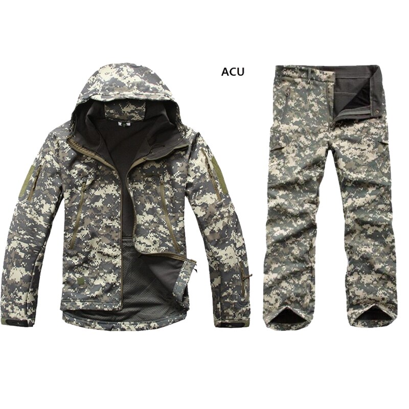 Camouflage Suit Shark Skin Outdoor Hunting Camping Waterproof Windproof Polyester Coats Jacket Hoody TAD Softshell Jacket+pants
