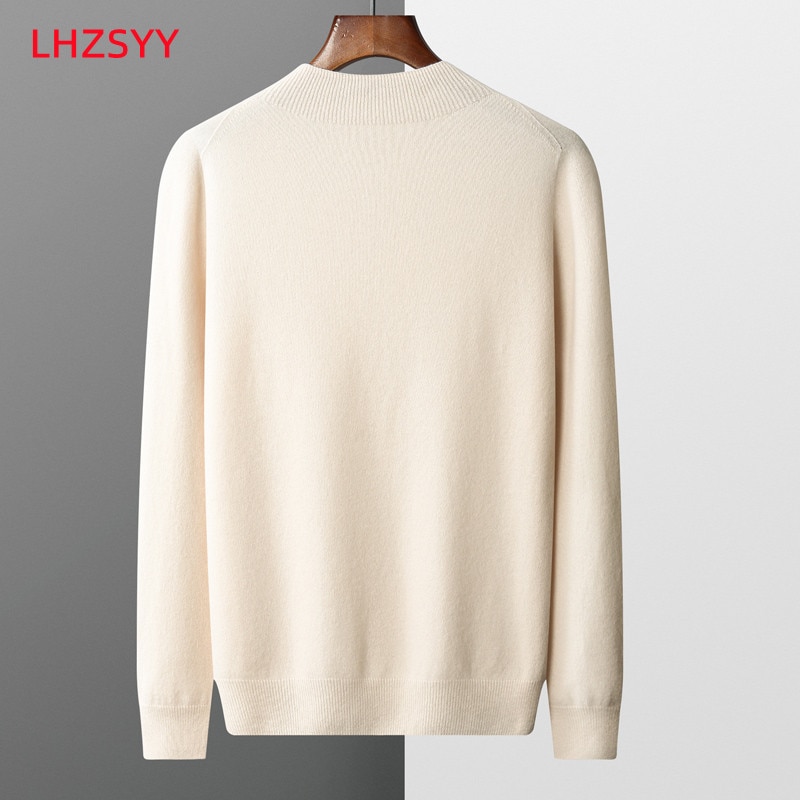 LHZSYY Autumn Winter Men' Cashmere Sweater First-Line Ready-To-Wear Pullover Half Turtleneck Casual Sweater Pure Wool Knit Shirt