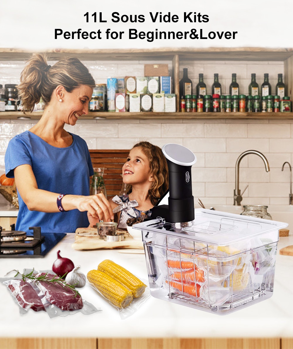 11L Sous Vide Cooker Containers and Stainless Steel Sous Vide Rack Sets Detachable Dividers Separator for Immersion Circulators