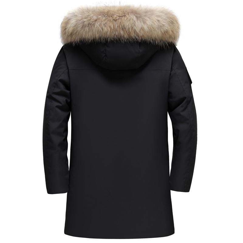New Real Fur Collar Men's Down Jacket Hooded Warm Winter Coat Men Warm 90% White Duck Down Long Parka Hight Quality Man Overcoat