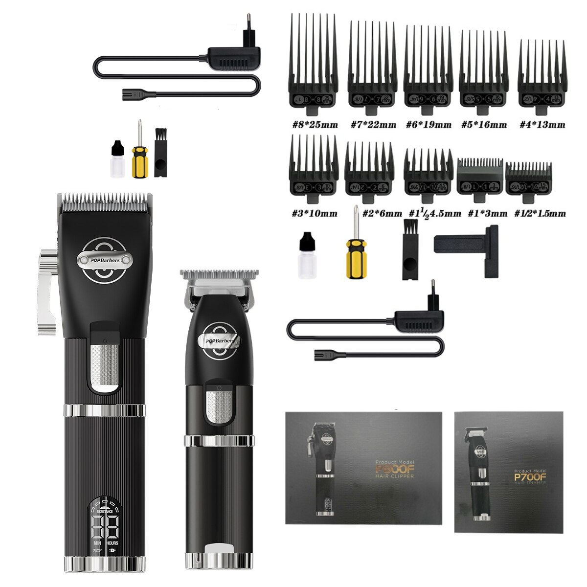 Barber POP Professional Hair Trimmer Black Gold Three-piece Hair Salon Oil Head Gradual Hair Clipper Razor Trimming Hair Cutting