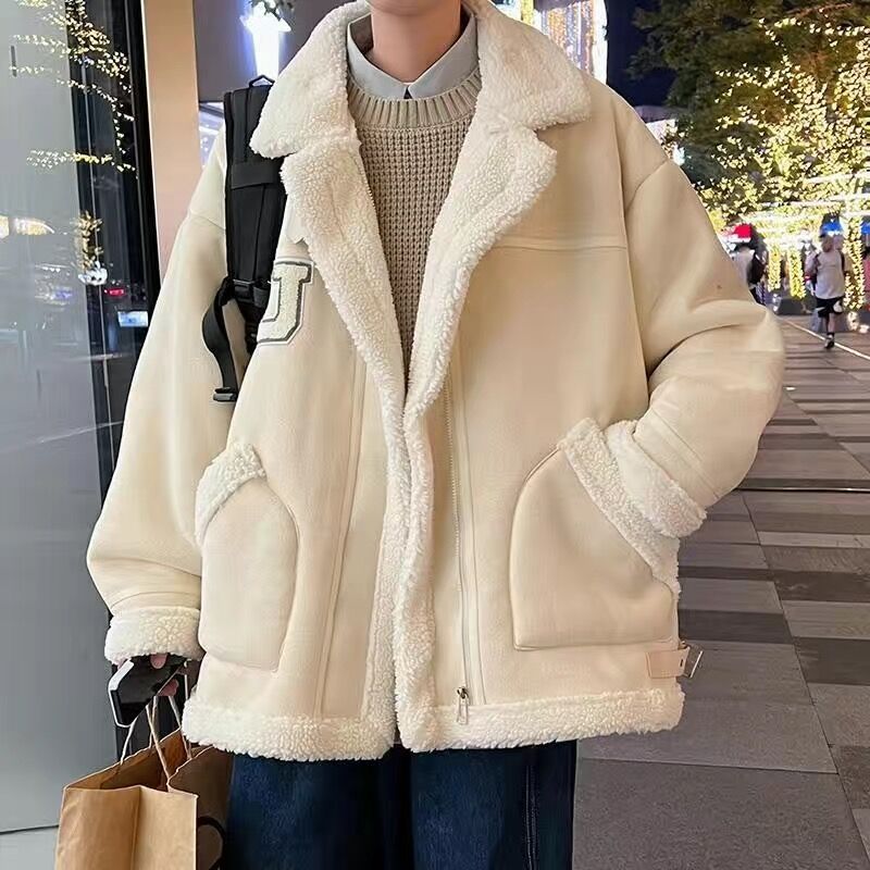 Lamb wool coat men's plus velvet thick winter padded jacket Korean warm cotton bubble coat chaqueta de los hombres puffer jacket