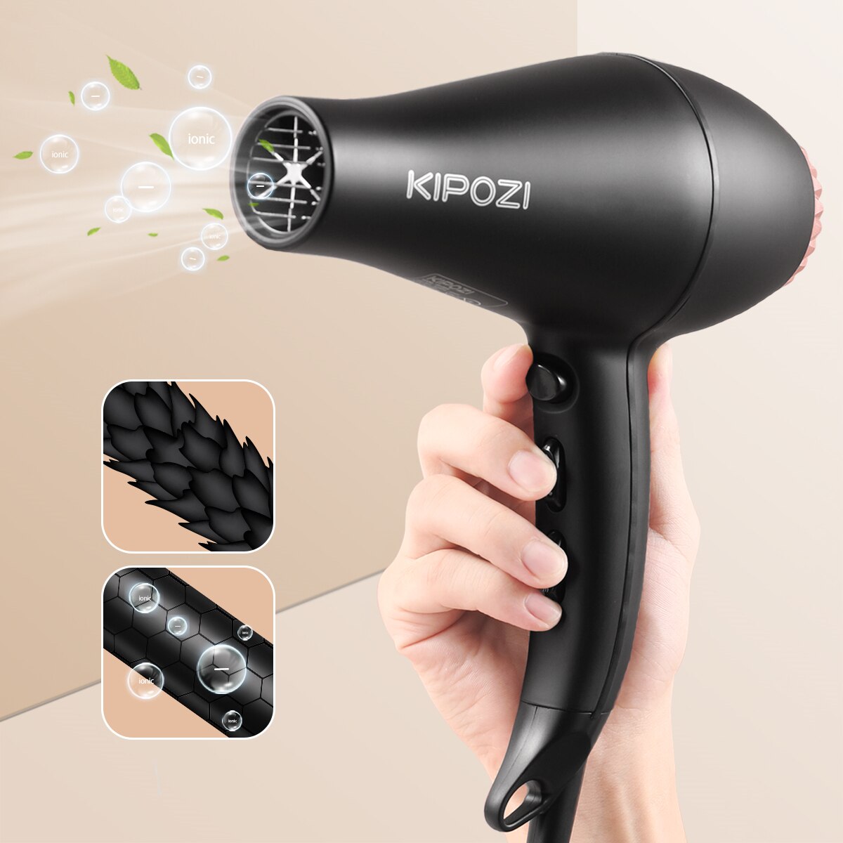 KIPOZI Professional Hair Dryer 2200W High Power Negative Ionic Blow Dryer Fast Dry Salon Grade Powerful Hairdryer Hair Care