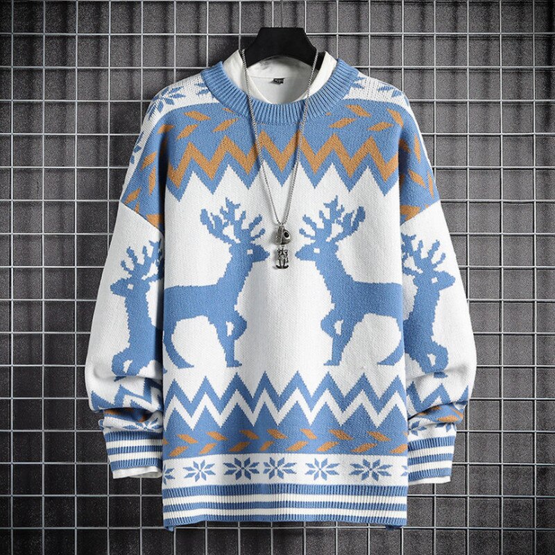2021 Sweater Men Harajuku Knitted  Pullover Hip Hop Streetwear Cartoon Bear Sweater O-neck Oversize Casual Couple Male Sweaters