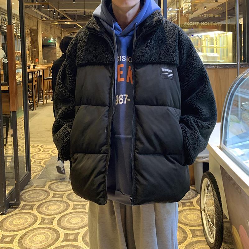 Lamb wool coat men's plus velvet thick winter padded jacket Korean warm cotton bubble coat chaqueta de los hombres puffer jacket