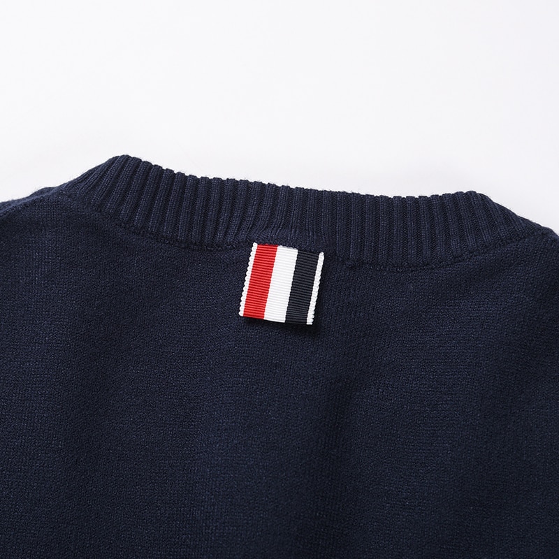 TB THOM Knit Sweater Autumn Winter Men's Sweaters Fashion Brand Slim Casual Coat Women Cotton Striped 4-Bar Pullover TB Sweaters