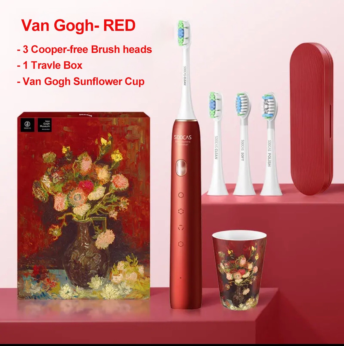 SOOCAS Van Gogh X3U Electric Toothbrush Green Ultrasonic Sonic Tooth Brush Upgraded Type-c Fast Chargeable Adult IPX7 Waterproof