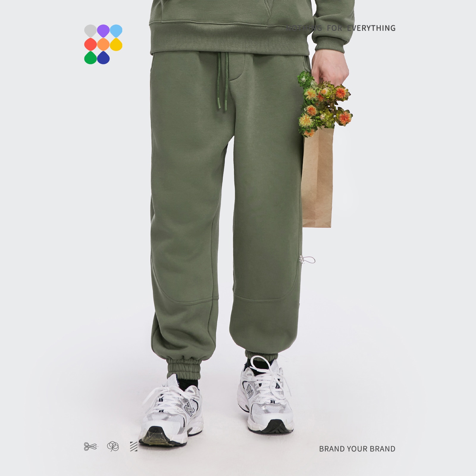 INFLATION Solid Loose Fit Mens Sweatpant Winter Warm Fleece Joggers Pants Unisex Elastic Waist Track Pants 3206W20