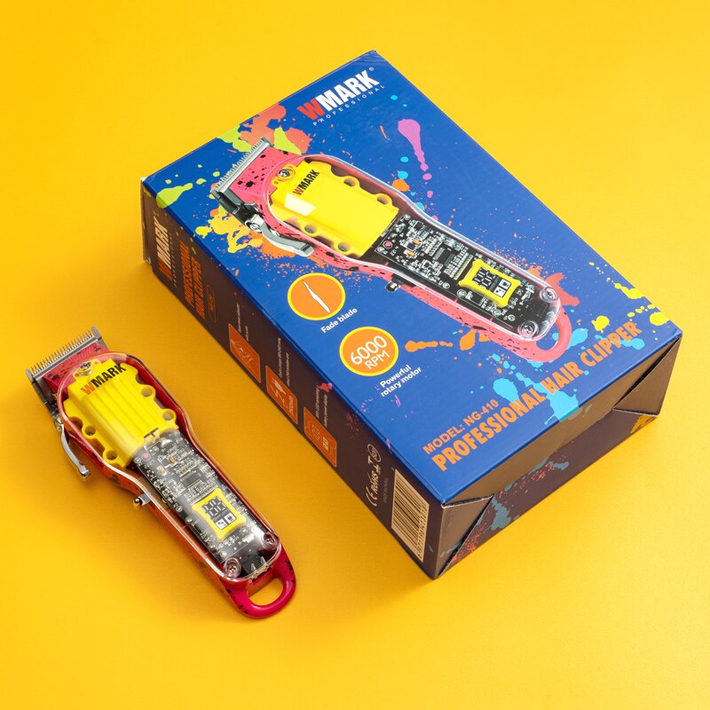 2022 NEW!!WMARK NG-410 Transparent Style Ultra-thin moving blade Professional Rechargeable Clipper with fade blade