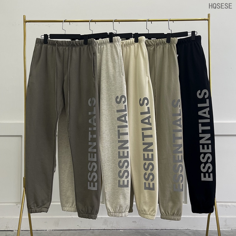 Essentials Pants Oversized Reflective Letter Sweatpants Streetwear Hip Hop Loose Men's Women's 100% Cotton Sports Pants