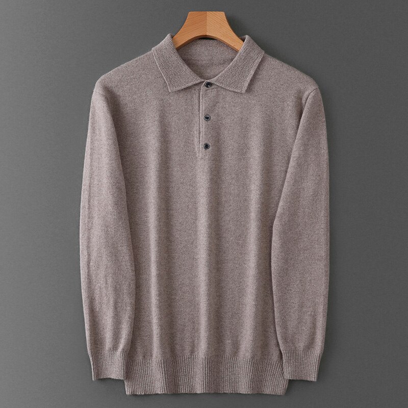 2022 Cashmere Sweater Men's Lapel Shirts Spring Autumn New Pullovers Knit Warm Tops Male 100%Wool POLO Shirts Large Size Sweater