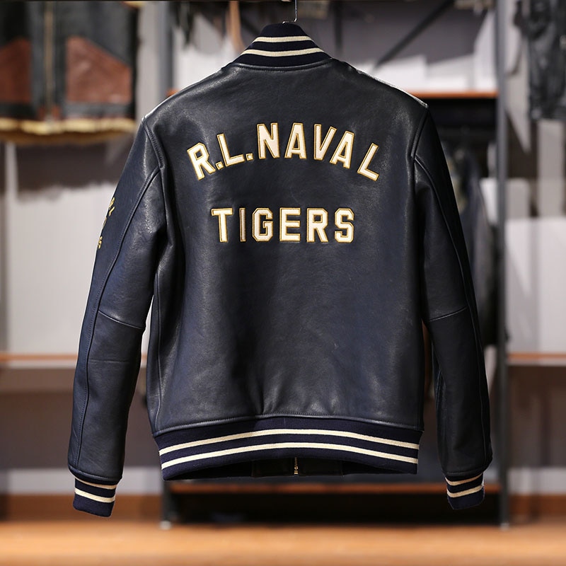 2022 top quality stand collar real leather jacket baseball tiger embroidery vegetable tanned sheep leather coat
