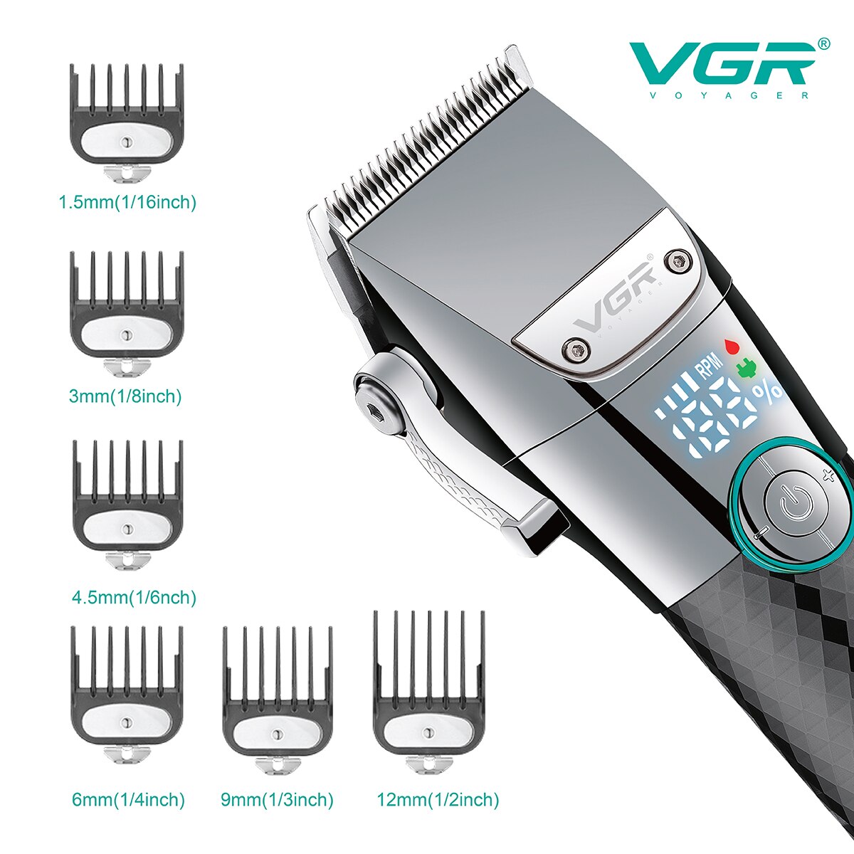 Professional Electric Lithium Ion Hair Trimmer For Men Powerful Beard Hair Clipper Wet Dry Hair Cutting Machine Adjustable