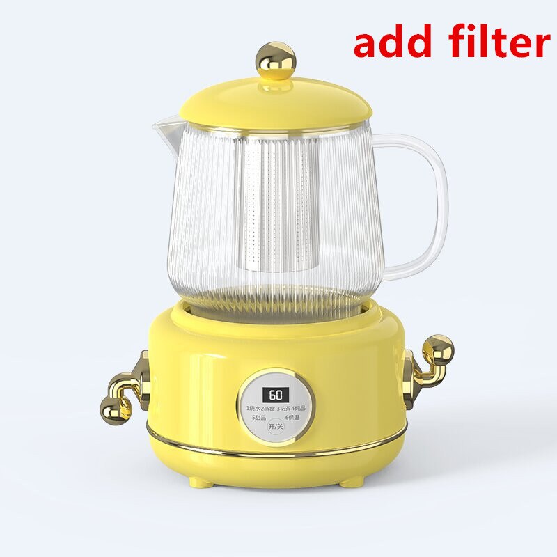 600ml Glass Electric Kettle 220V Anti-dry Fast Boiling Kettle Health Preserving Pot Household Retro Teapot Automatic Thermo Pot