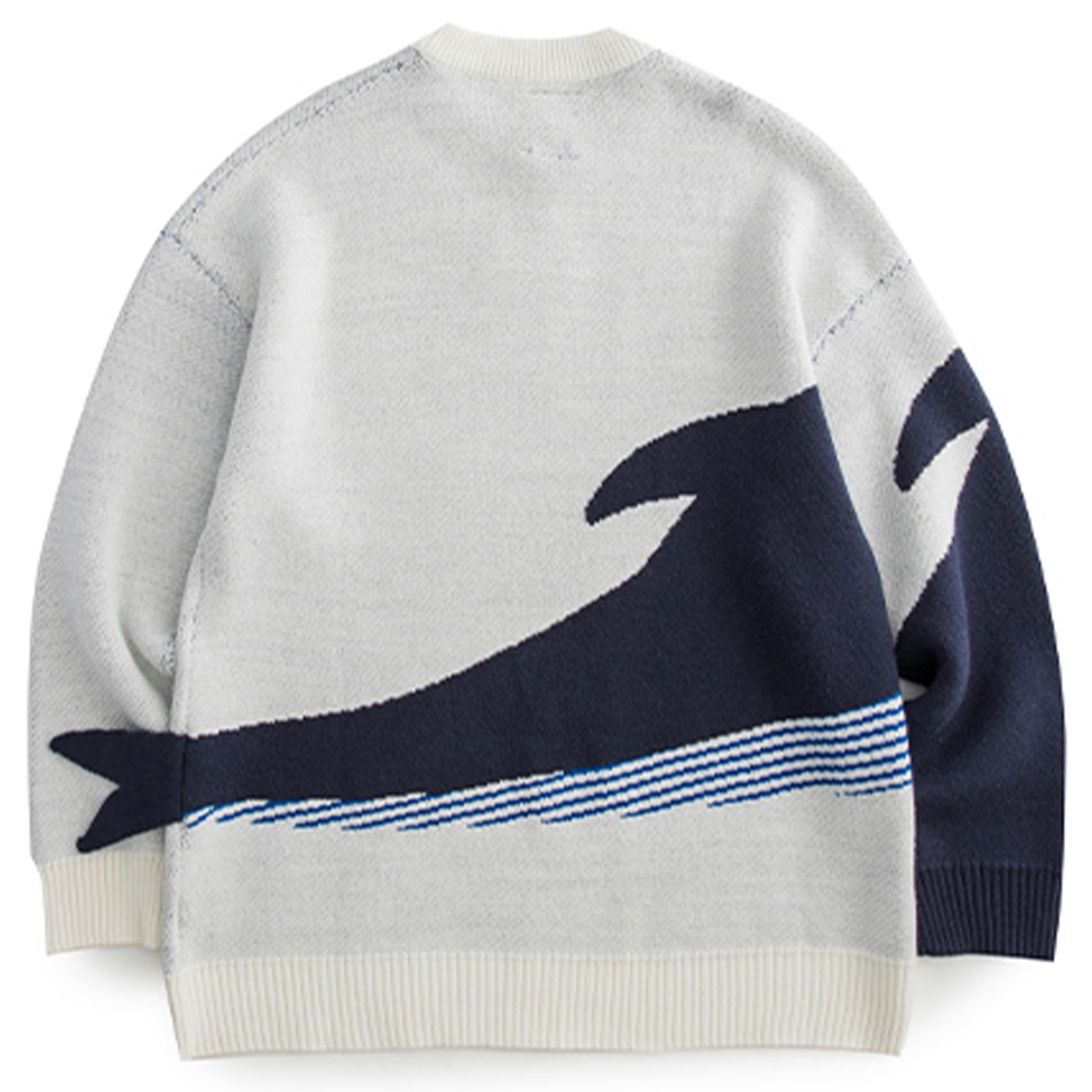 LACIBLE Lonely Whale Knitted Sweaters Spring Autumn Sweater Pullover Men Women Jumpers Harajuku Knitwear Outwear Streetwear Tops