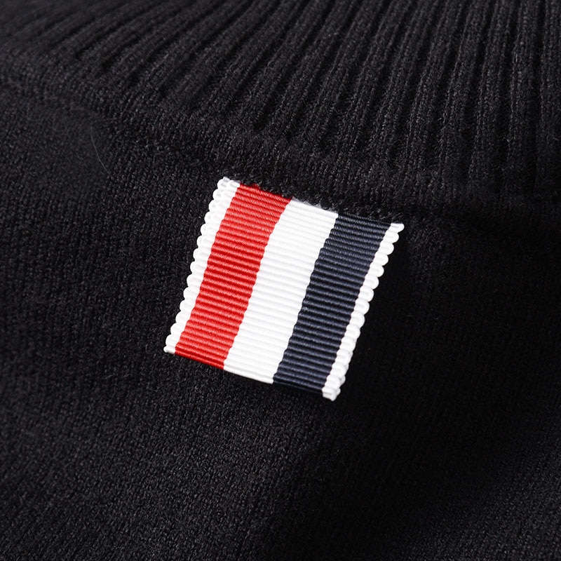 TB THOM Sweater Male Autumn Luxury Brand Clothing Gray Stripes Turtleneck Black Blouse Harajuku Korean Designer TB Sweaters