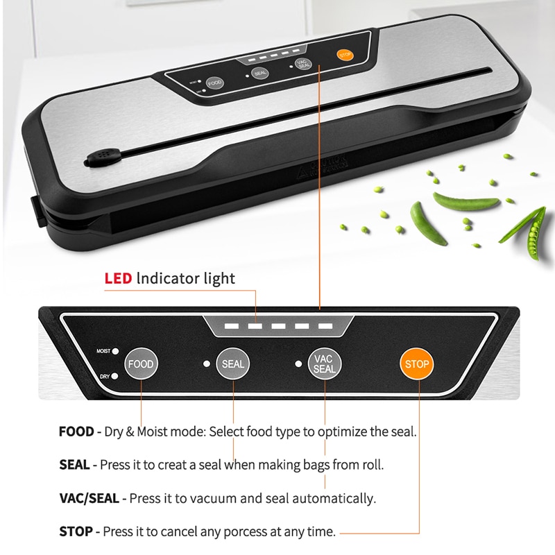 YUMYTH Household Vacuum Sealer Packaging Machine Sous Vide Built-in Cutter Vacuum Packaging Packer Vacuum Bags Food Storage T299