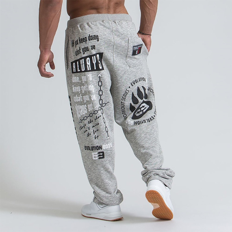 Autumn New Gray Running Jogging Casual Pants Men's Cotton Soft Bodybuilding Sports Harlem Pants Gym Fitness Loose Training Pants