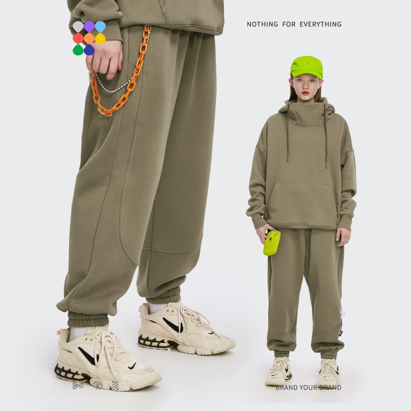 INFLATION Solid Loose Fit Mens Sweatpant Winter Warm Fleece Joggers Pants Unisex Elastic Waist Track Pants 3206W20