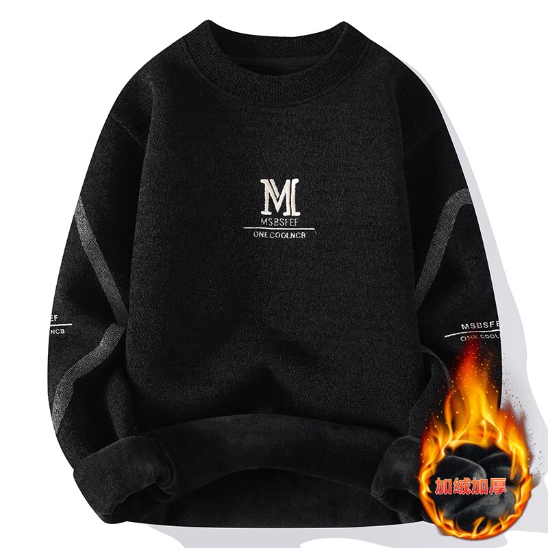 American Retro Designer Warm Soft Sweater Men's Chest Print Pullovers Women Oversize Striped Sleeve Autumn Winter Knit Sweater