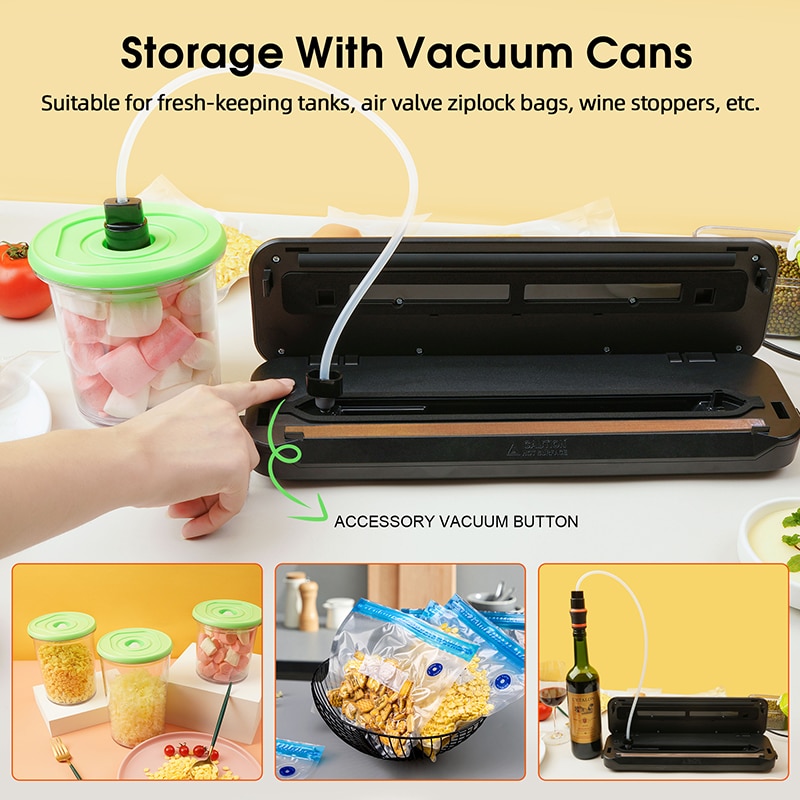 YUMYTH Household Vacuum Sealer Packaging Machine Sous Vide Built-in Cutter Vacuum Packaging Packer Vacuum Bags Food Storage T299