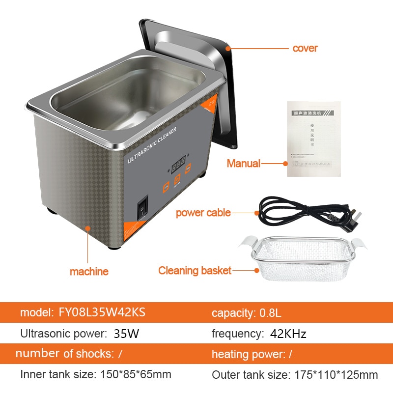 Ultrasonic Cleaner 35W Digital Time 800ml Washing Jewelry Necklace Ring Glasses Watch Brush Ultrasound Washer Machine FanYing