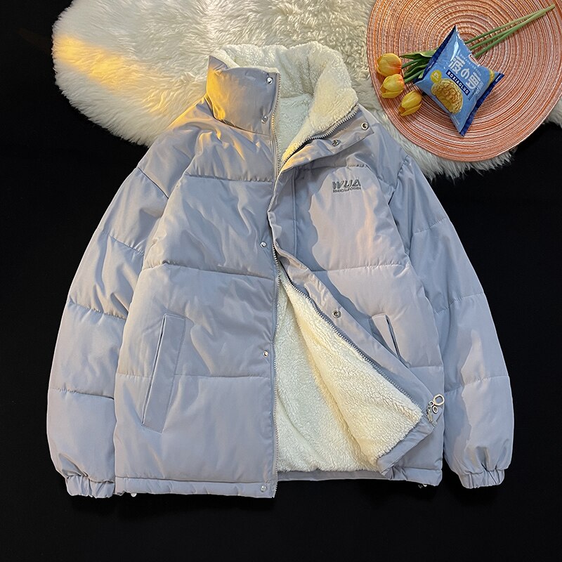 Parka Fleece Thicken Two Sided Jacket Winter Keep Warm Men&Women Clothing Korean Fashion Streetwear Casual Loose Man Cotton Coat