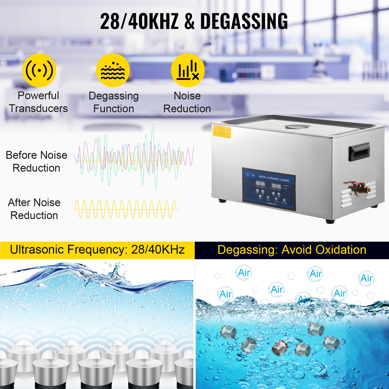 VEVOR 2L 3.2L 6L 10L 22L 30L Ultrasonic Cleaner With Double-Frequence Digital Portable Washing Machine Ultrasound Home Appliance