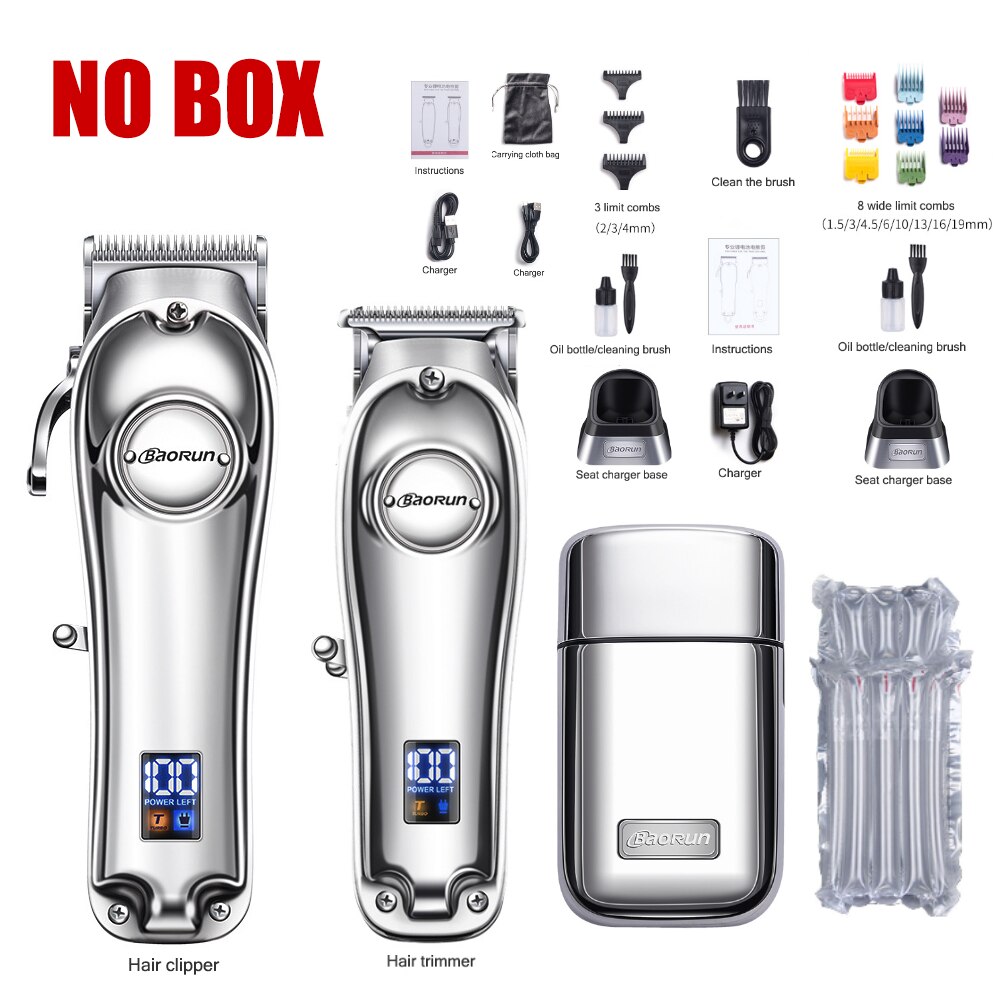 Barber POP Professional Hair Trimmer Black Gold Three-piece Hair Salon Oil Head Gradual Hair Clipper Razor Trimming Hair Cutting