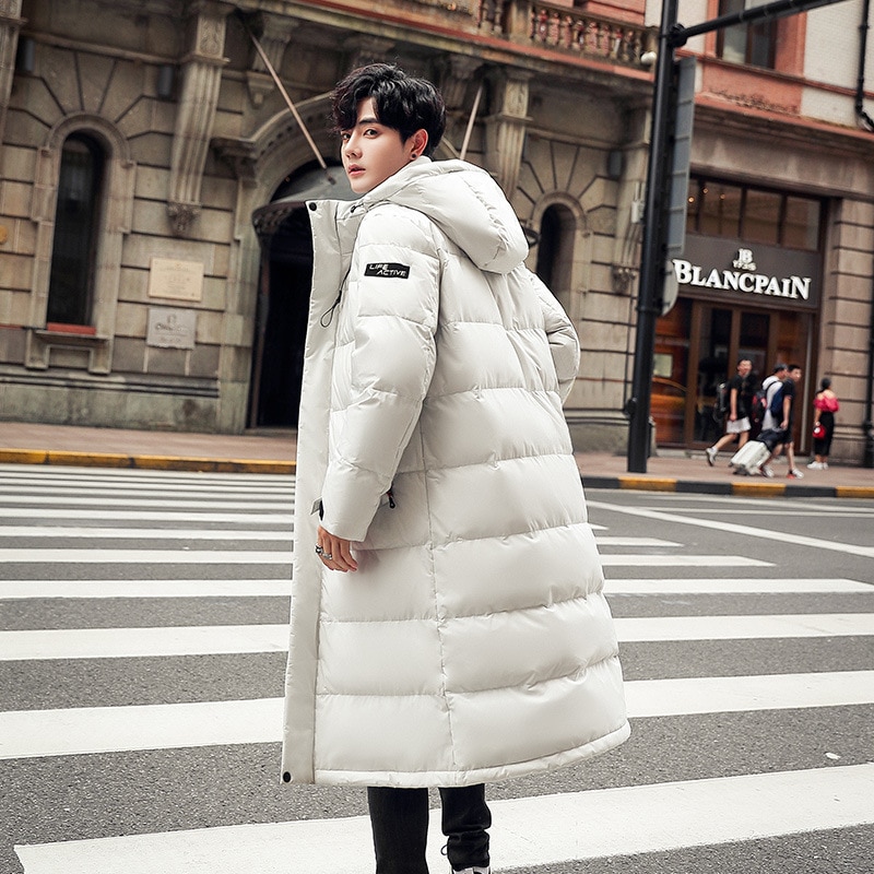 Men Down Jacket Long Parka Coat 90% White Duck Down Coat Men Winter Outwear White Jacket Hooded Overcoat Mens Fashion 2023