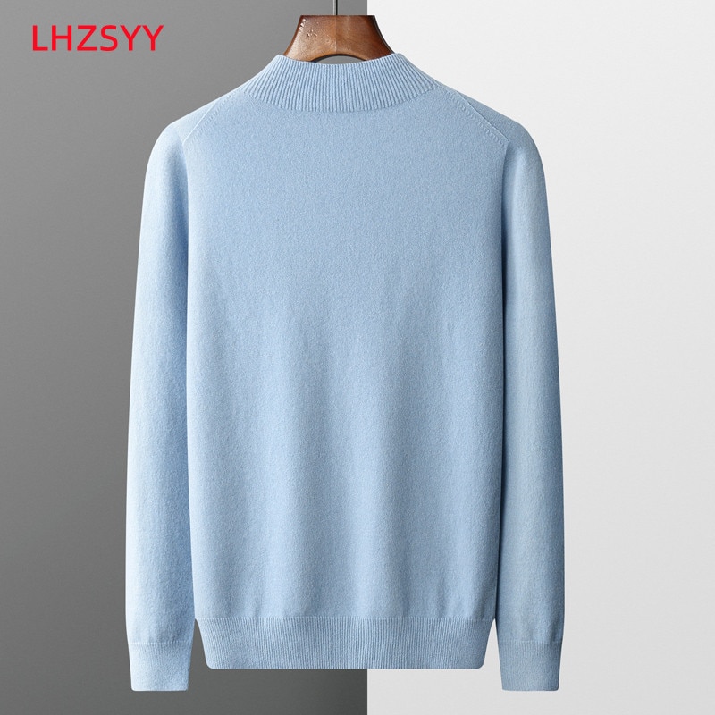 LHZSYY Autumn Winter Men' Cashmere Sweater First-Line Ready-To-Wear Pullover Half Turtleneck Casual Sweater Pure Wool Knit Shirt