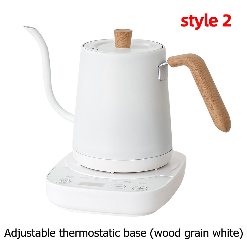 110V 220V Electric Coffee Pot 800ml Hot Water Jug Temperature-Control Heating Water Bottle Stainless Steel Gooseneck Tea Kettle