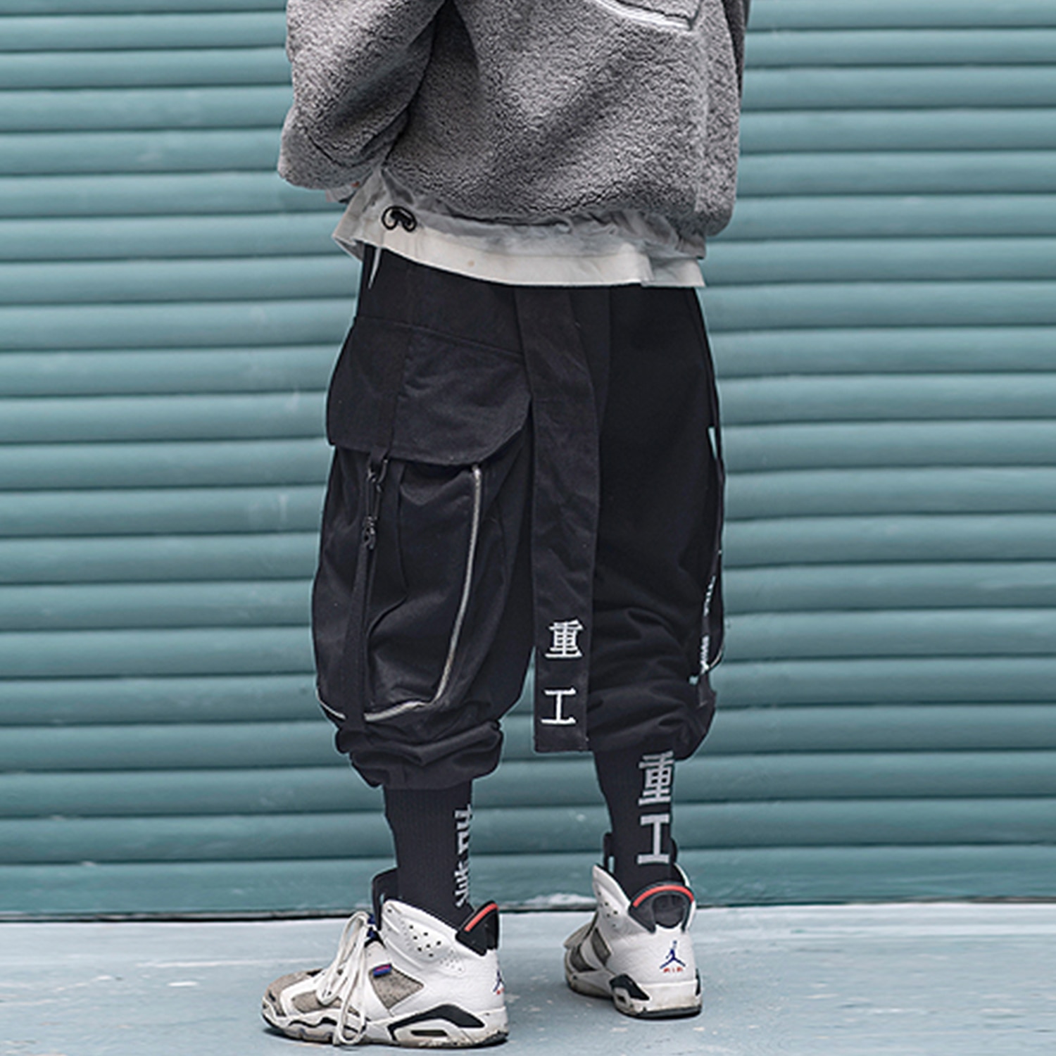 11 BYBB'S DARK Multi Pocket Hip Hop Pants Men Ribbon Elastic Waist Harajuku Streetwear Joggers Mens Trousers Techwear Pants