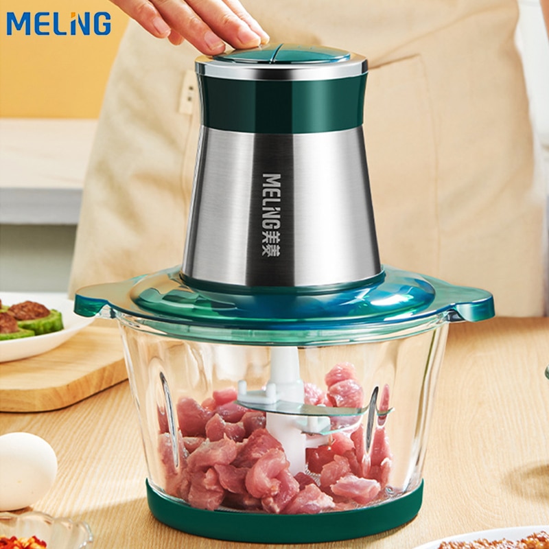 MELNG 2 Speeds Electric Chopper Meat Grinder Food Processor Slicer Vegetable Chopper Stainless Steel with 2 Pcs Knife Holders