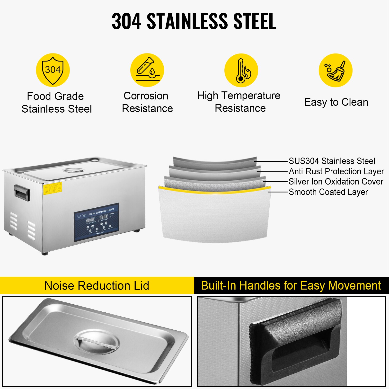 VEVOR 2L 3.2L 6L 10L 22L 30L Ultrasonic Cleaner With Double-Frequence Digital Portable Washing Machine Ultrasound Home Appliance