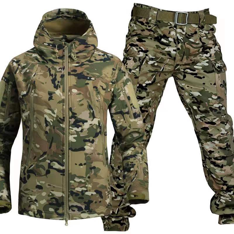 Outdoor Jackets Warm Clothes Special Forces Camouflage Plus Velvet Thickening Suit Autumn and Winter Soft Shell Jacket Tactical