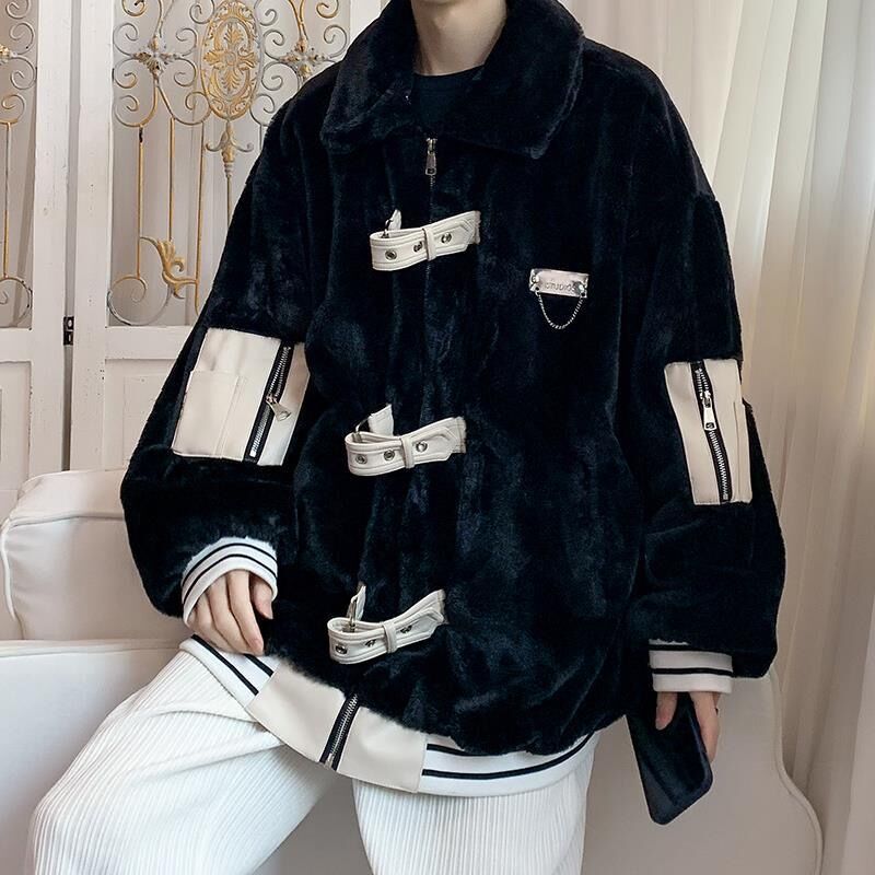 Lamb wool coat men's plus velvet thick winter padded jacket Korean warm cotton bubble coat chaqueta de los hombres puffer jacket