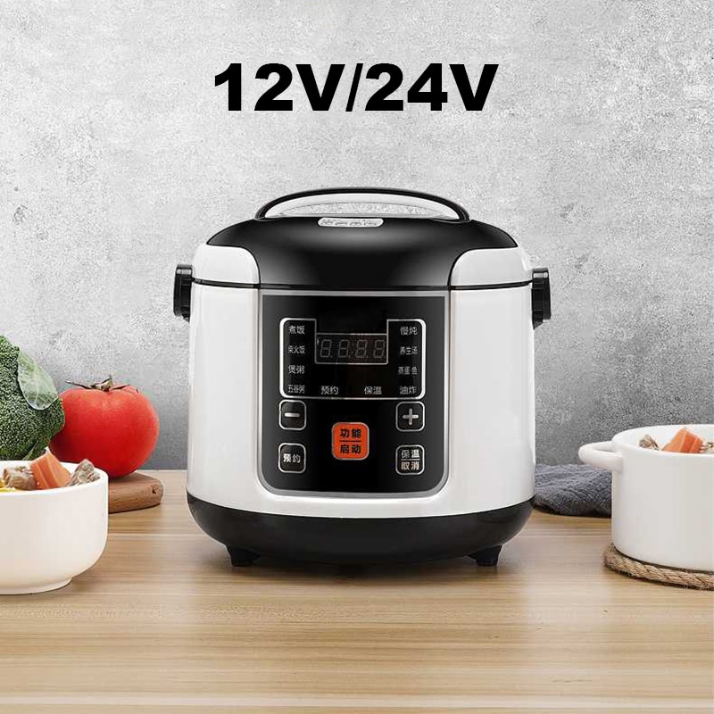 12V 24V Electric Rice Cooker Car Truck Multicooker Soup Porridge Cooking Food Steamer 2L Electric Lunch Box Home Rice Cookers