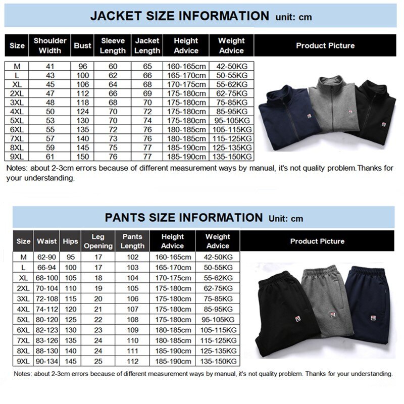 Tracksuit Men Set Autumn Spring Clothes Plus Size 6XL 7XL 8XL 9XL Jacket Sport Sportswear Straight Pants Male 2 Piece Track Suit
