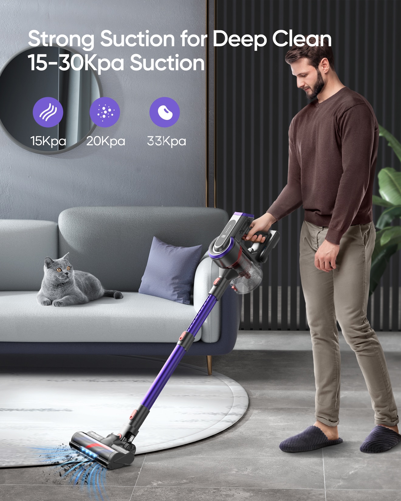 33KPa 400W Handheld Wireless Cordless Vacuum Cleaner JR400 with Touch Display Smart Home Appliance Aspiradora 55Mins Runtime