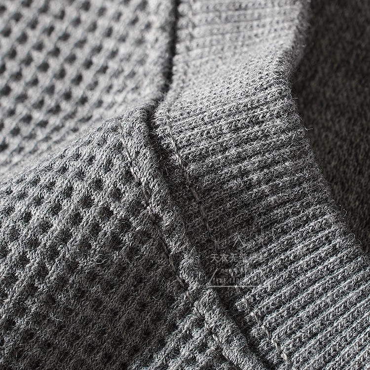 Autumn and Winter Heavyweight Casual Hoodies + Sweaterpants Two-piece Suit Men's Retro Waffle Long Sleeve Round Neck Sportwear